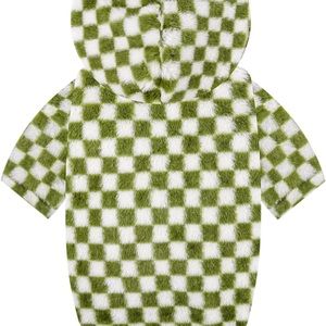 Checkered Fleece Dog Sweater Hoodie